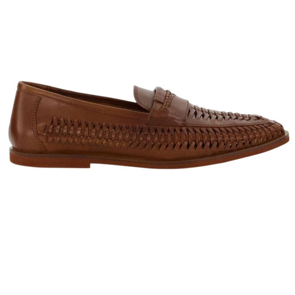 Dune London Mens Brickles Leather Flat Loafers / Tan